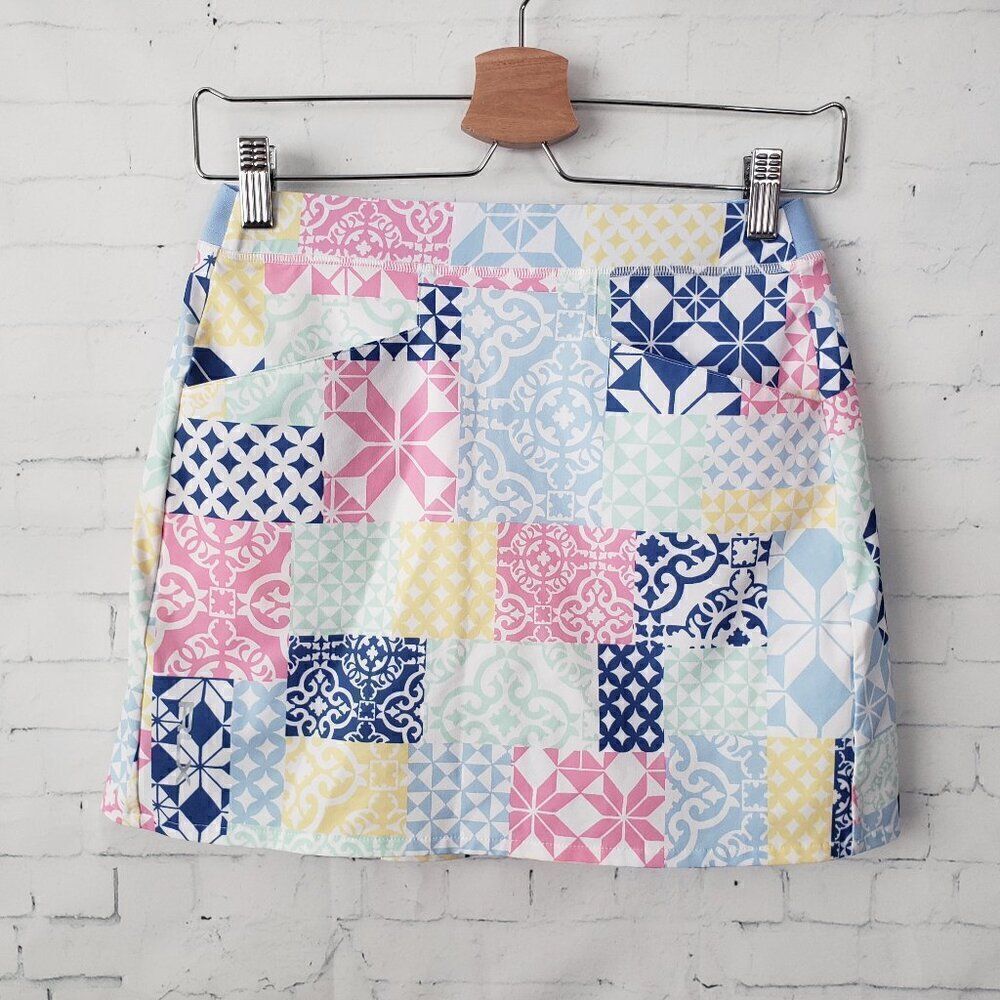 RLX Ralph Lauren Printed Aim Skort Patchwork XS Pleated Mini Skirt Pickleball